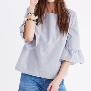 Madewell Striped Bell Sleeve Cotton Top